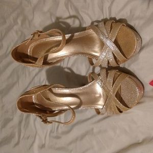 Gold sparkly heels